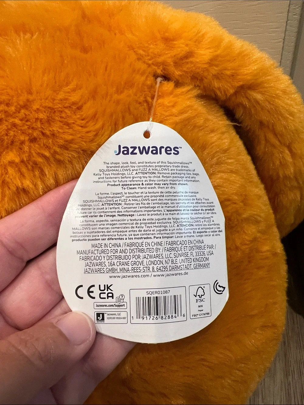 Squishmallows Orange Bunny Plush with Floral Belly